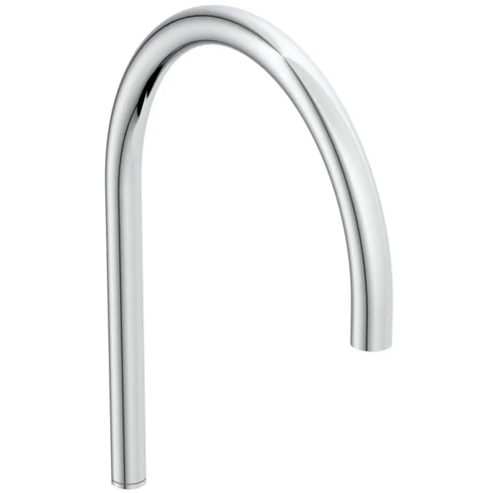 Berührungslose Waschtischarmatur in Chrom mit rundem Design, hergestellt von Ideal Standard. Sie hat einen Bogen und eine schlanke Form für den modernen Einsatz.